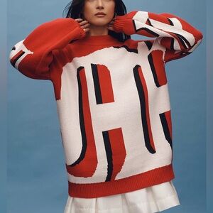Maeve Oversized Graphic Monogram Sweater